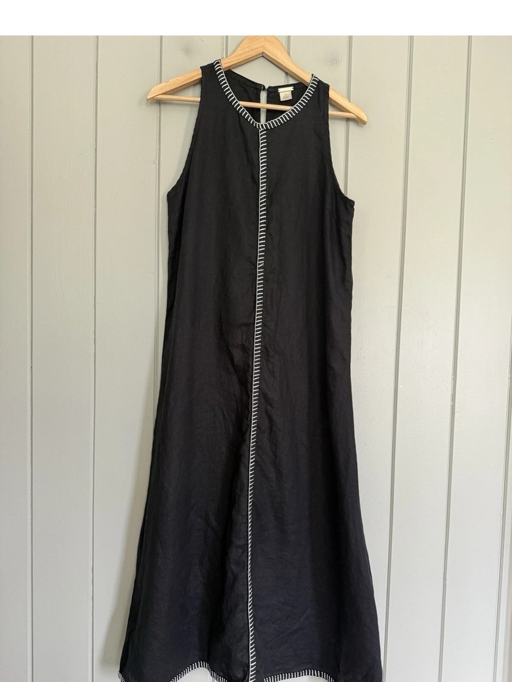 Magaschoni Black Midi Dress with White Contrast Trim